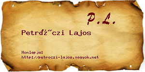 Petróczi Lajos névjegykártya